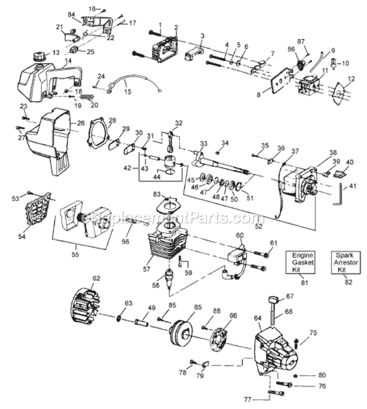 Page D Diagram and Parts List for SST45  Weed Eater Trimmer